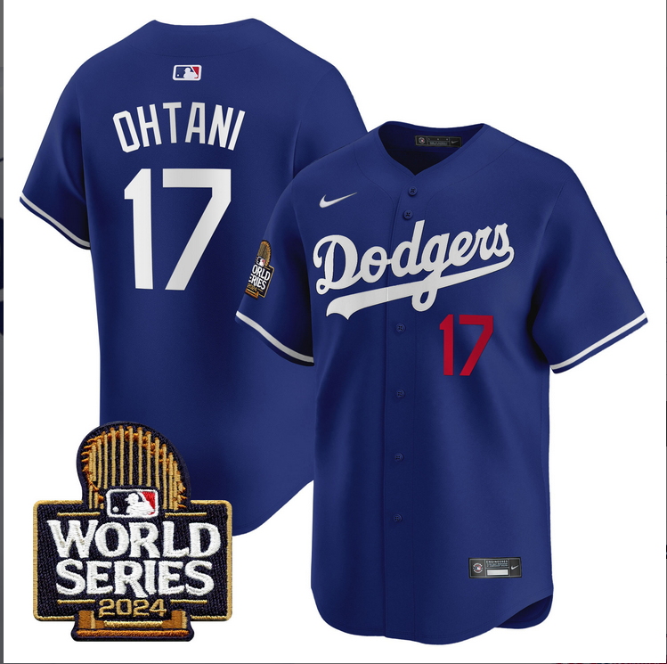 Men MLB Los Angeles Dodgers #17 Ohtani blue 2024 World Series Champions Patch Limited Jersey20241105->los angeles dodgers->MLB Jersey
